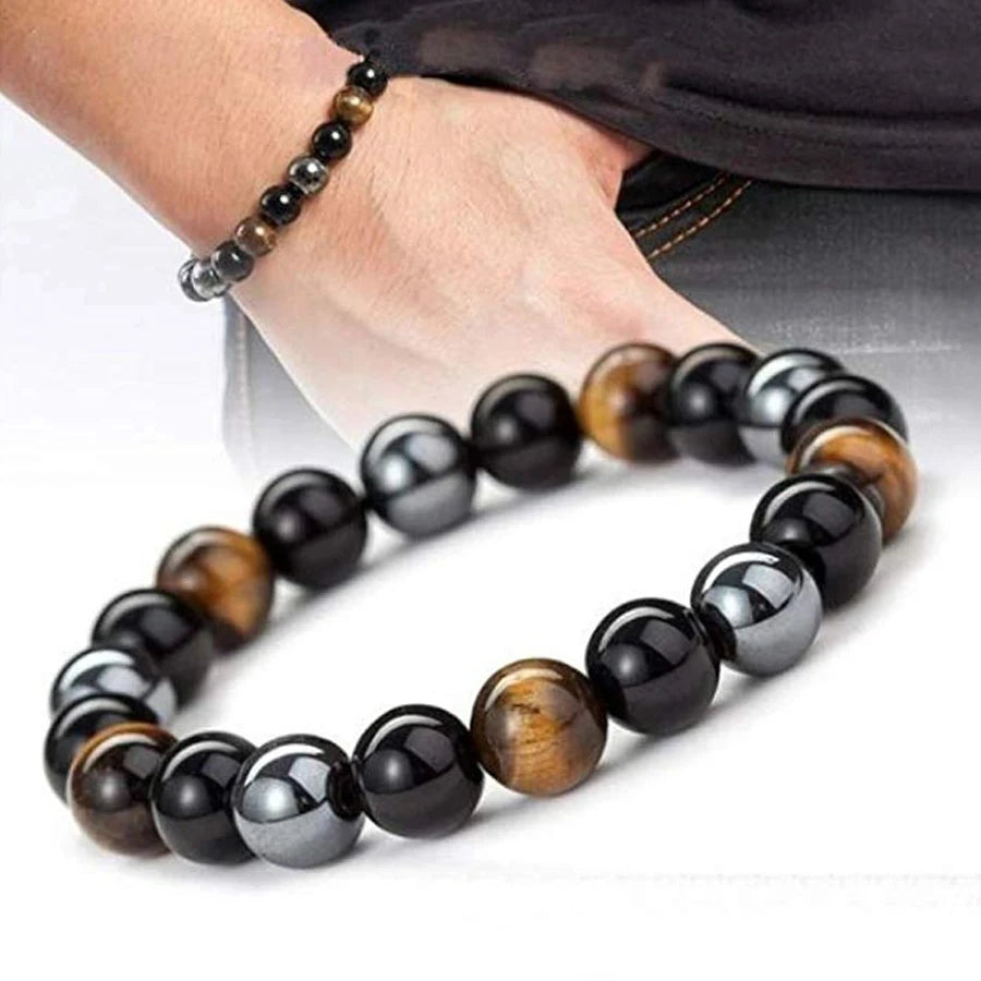 Pulsera de Hematita, Ojo de Tigre y Obsidiana